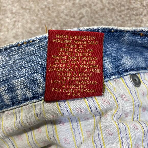 Y2K 00s Vtg Distress Hot Kiss Denim Mini Skirt 9 Frayed Hem Embroidered Low rise - Picture 9 of 12